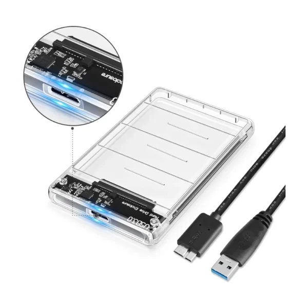 Case Para HD SATA De Disco Rígido Com Design Transparente Habitação Externa Móvel ADT-015